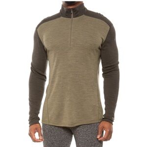 Smartwool 250 Zip Neck Merino Wool Base Layer Top North Woods Green Small
